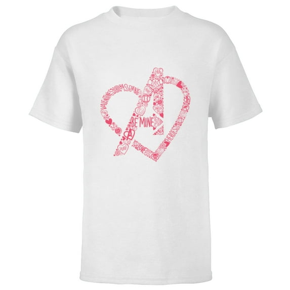 Marvel Avengers Heart Logo Valentine's Day - Short Sleeve T-Shirt for Kids - Customized-White