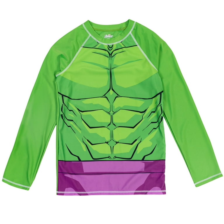 Marvel Avengers Hulk Swim Shirt: Long Sleeve Rash Guard Bathing
