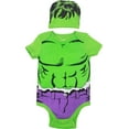thumbnail image 1 of Marvel Avengers Hulk Infant Baby Boys Cuddly Cosplay Short Sleeve Bodysuit & Hat Green 3-6 Months, 1 of 3