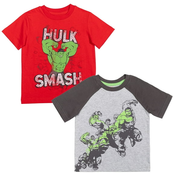 Marvel Avengers Hulk Little Boys 2 Pack T-Shirts Toddler to Big Kid