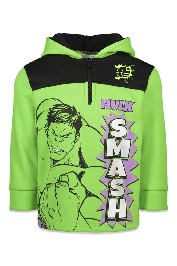 Avengers Hulk Little Boys Fleece Half Zip Hoodie Toddler to Big Kid