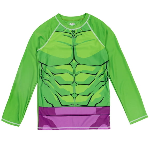Marvel Avengers Hulk Little Boys Rash Guard Swim Shirt Toddler to Big Kid
