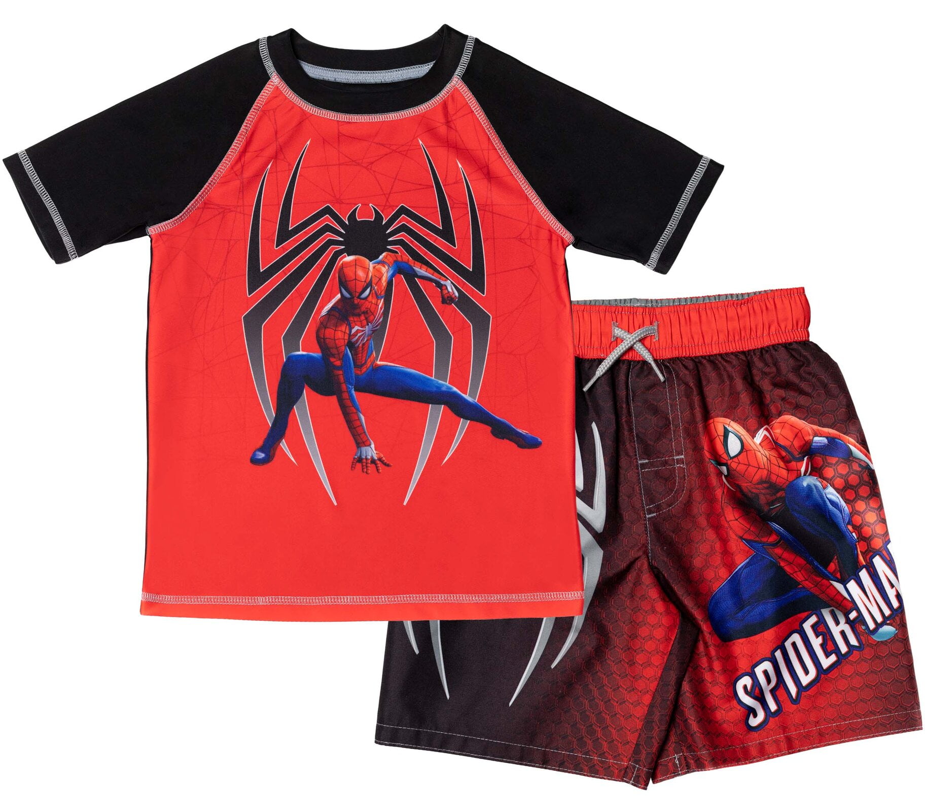 Marvel Avengers Hulk Little Boys Rash Guard and Swim Trunks Outfit Set Black 4