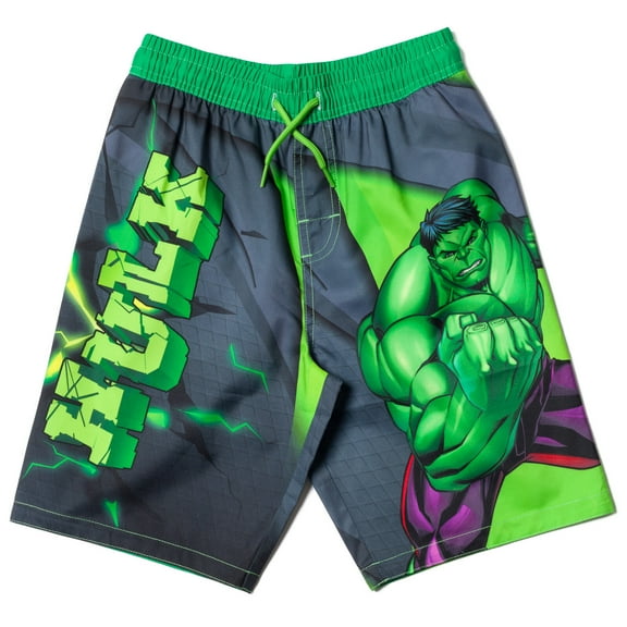 Marvel Avengers Hulk Little Boys Swim Trunks Bathing Suit Black 5-6