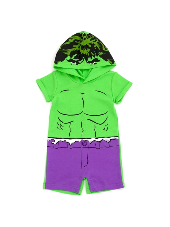 Avengers Baby Boy or Girl Cosplay Hooded Romper Hulk Green Purple