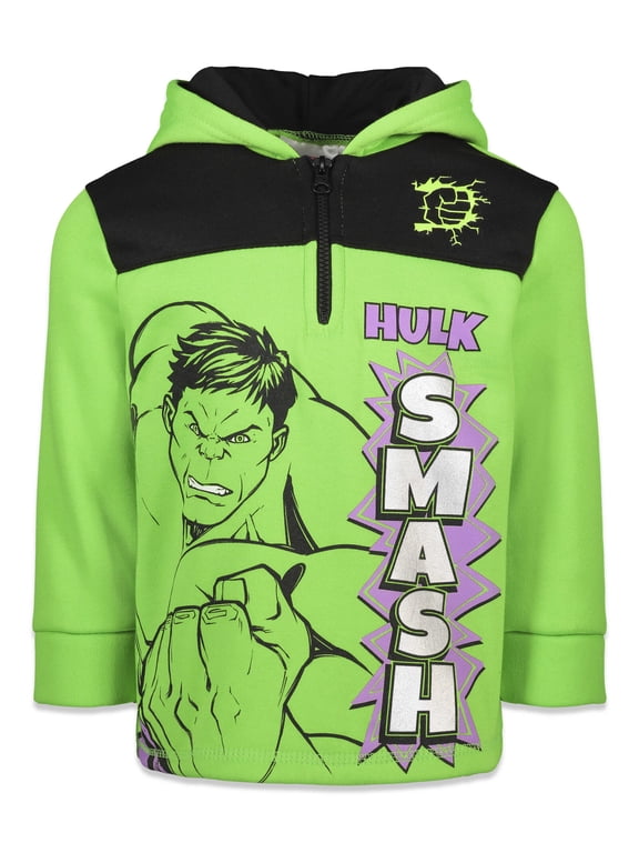 Avengers Hulk Toddler Boys Fleece Half Zip Hoodie Toddler to Big Kid