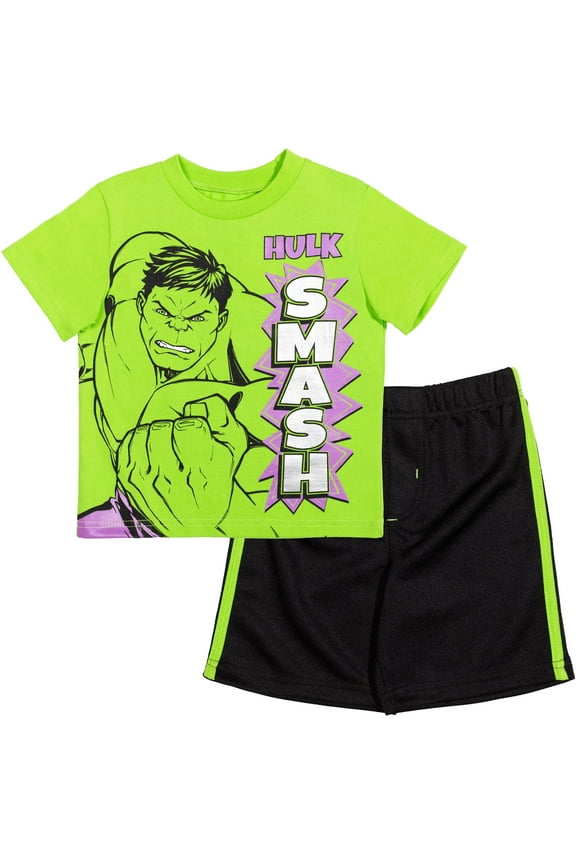 Avengers Hulk Toddler Boys T-Shirt and Mesh Shorts Outfit Set Toddler to Big Kid