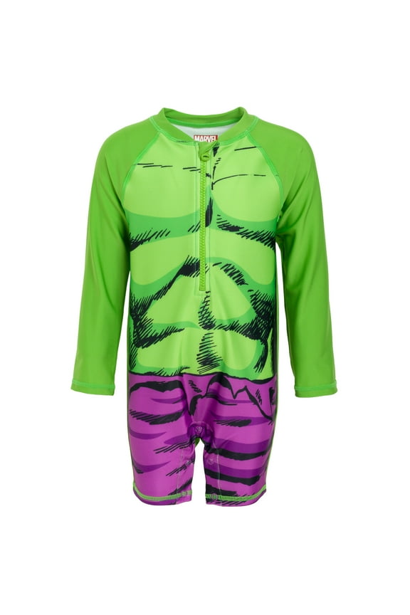 Avengers Hulk UPF 50+ Polyester & Spandex Activewear,One-Piece Swimsuits (Boy's) 2T