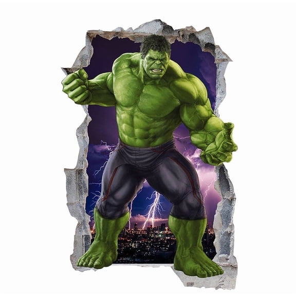 Hulk Wall Sticker 3D wall sticker Children wall sticker Cartoon character wall sticker Cartoon background Wall decoration Birthday gift Children bedroom decoration 40*60CM
