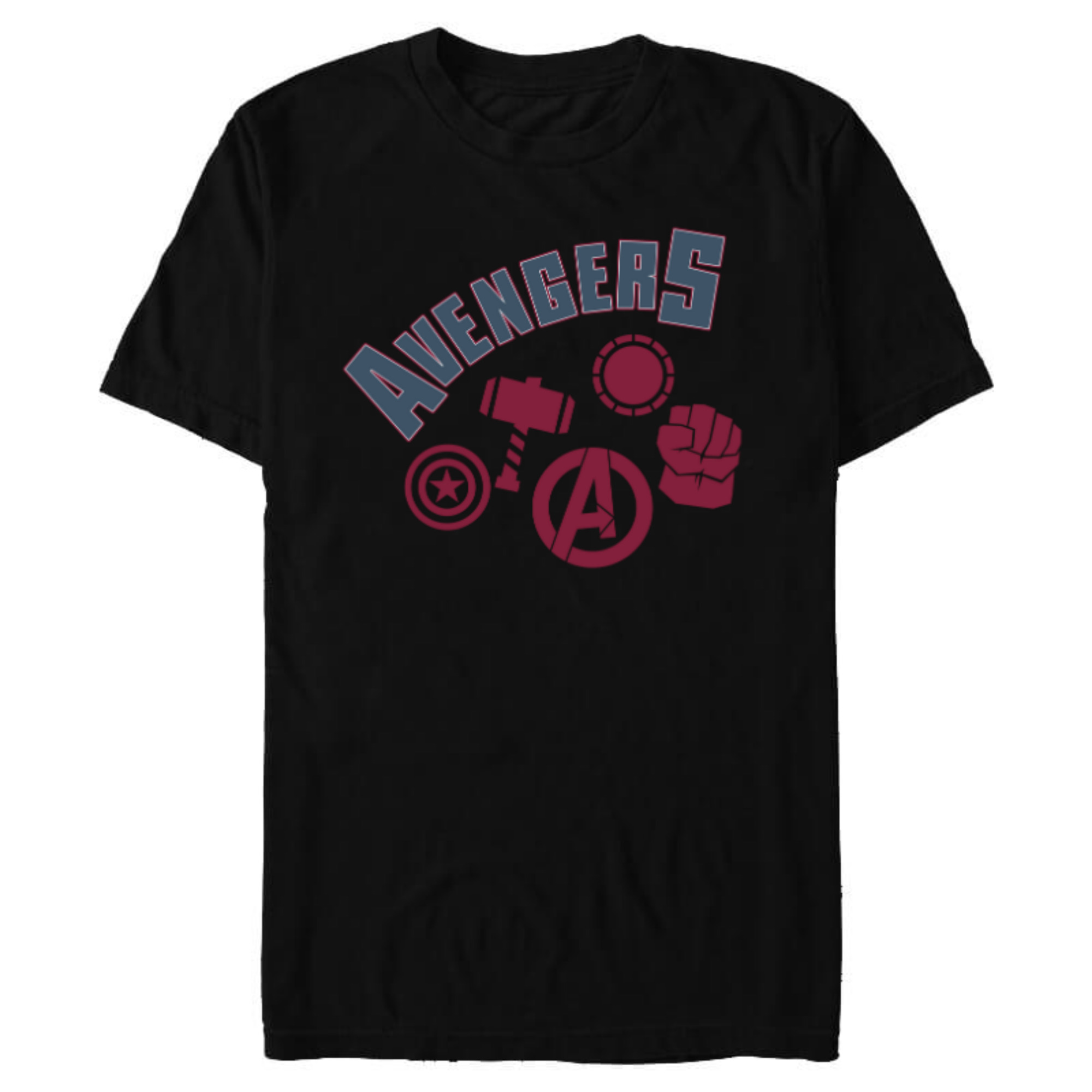 Marvel Avengers Icons Iron Man Captain America Hulk and Thor - Short Sleeve Blended T-Shirt for Adults - Customized-Black