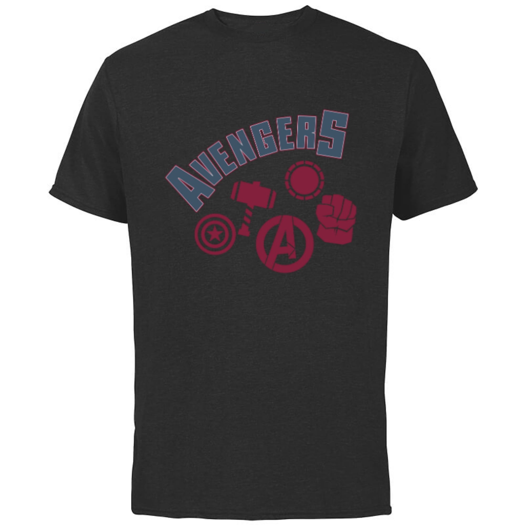 Marvel Avengers Icons Iron Man Captain America Hulk and Thor - Short Sleeve Cotton T-Shirt for Adults - Customized-Black