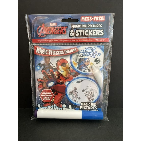 Marvel Avengers Imagine Ink 8 Page Game Book and Stickers NEW