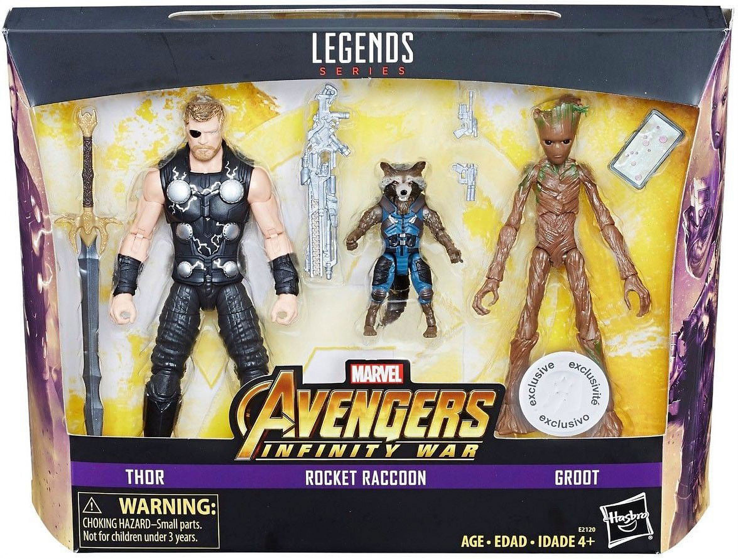 Marvel Avengers Infinity War Thor Groot & Rocket Exclusive Action Figure  3-Pack 