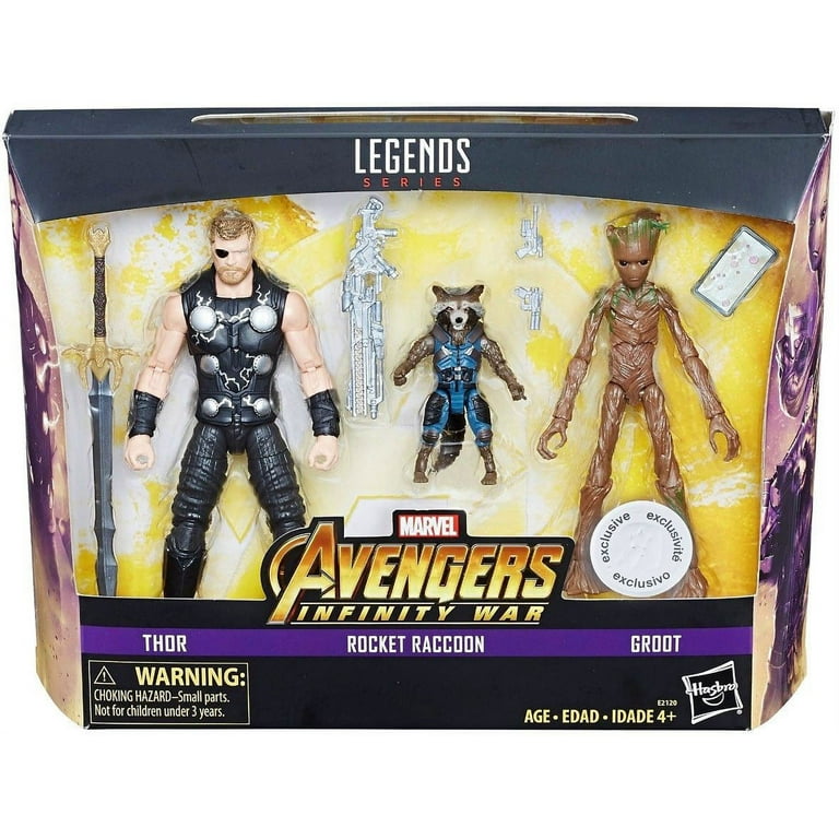 Marvel Avengers Infinity War Thor Groot & Rocket Exclusive Action Figure  3-Pack 