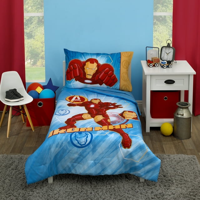 Marvel Avengers Iron Man 4 Piece Toddler Bedding Set, Toddler Boy