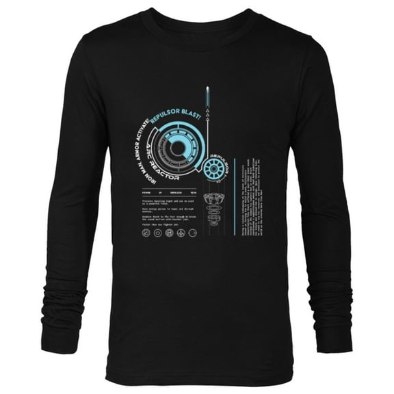 Marvel Avengers Iron Man Armor ARC Reactor Data Readout - Long Sleeve T-Shirt for Men - Customized-Black