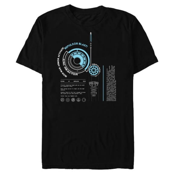 Marvel Avengers Iron Man Armor ARC Reactor Data Readout - Short Sleeve Blended T-Shirt for Adults - Customized-Black
