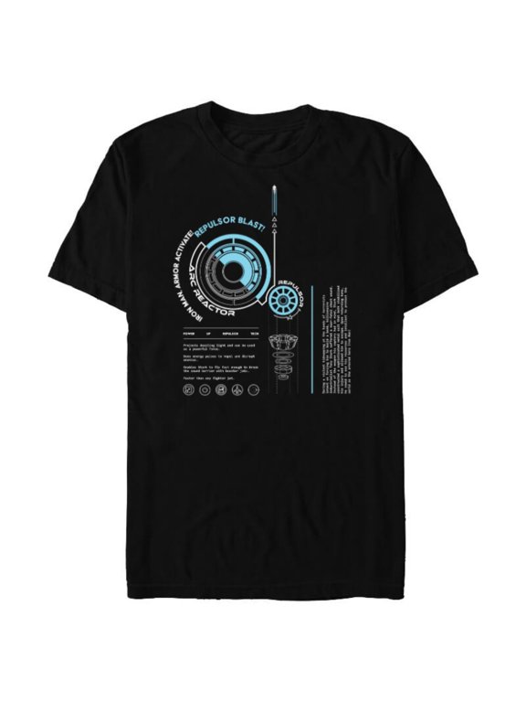 Avengers Iron Man Armor ARC Reactor Data Readout - Short Sleeve Blended T-Shirt for Adults - Customized-Black