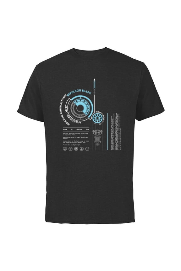 Avengers Iron Man Armor ARC Reactor Data Readout - Short Sleeve Cotton T-Shirt for Adults - Customized-Black