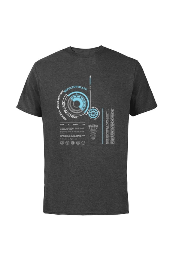Avengers Iron Man Armor ARC Reactor Data Readout - Short Sleeve Cotton T-Shirt for Adults - Customized-Charcoal