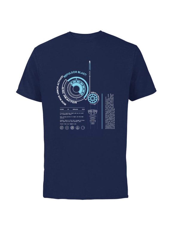 Avengers Iron Man Armor ARC Reactor Data Readout - Short Sleeve Cotton T-Shirt for Adults - Customized-Navy