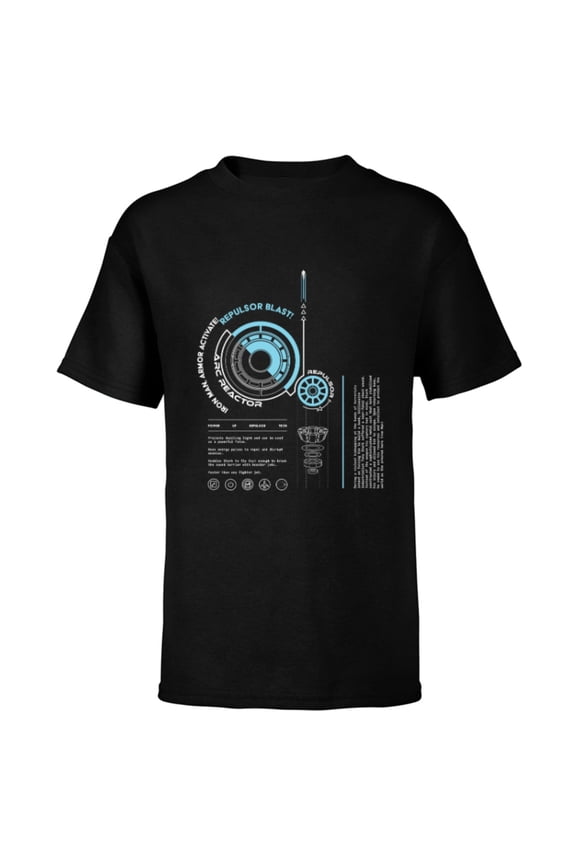 Avengers Iron Man Armor ARC Reactor Data Readout - Short Sleeve T-Shirt for Kids - Customized-Black