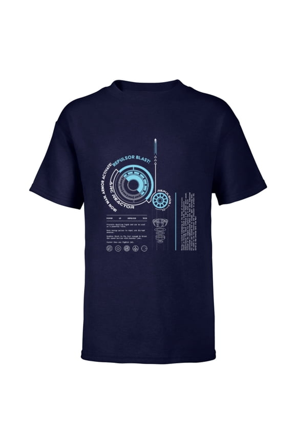 Avengers Iron Man Armor ARC Reactor Data Readout - Short Sleeve T-Shirt for Kids - Customized-Navy