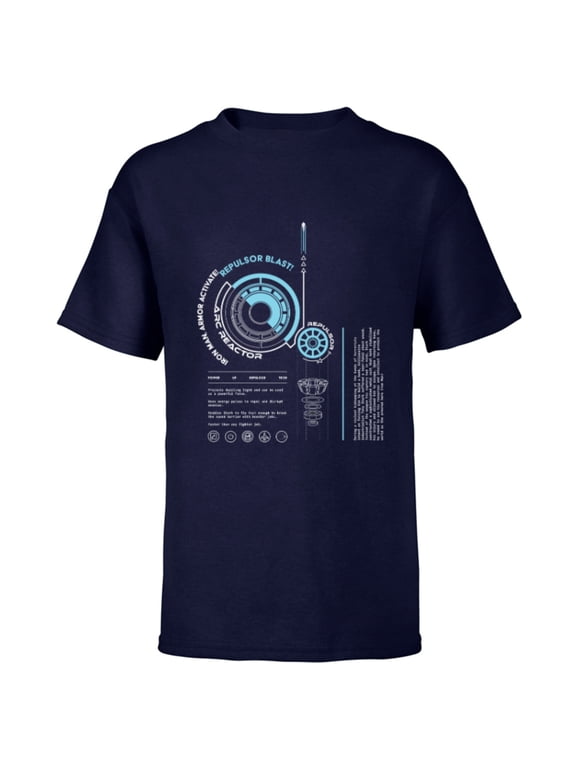 Avengers Iron Man Armor ARC Reactor Data Readout - Short Sleeve T-Shirt for Kids - Customized-Navy