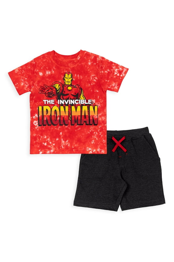 Avengers Iron Man Big Boys T-Shirt and French Terry Shorts Outfit Set Little Kid to Big Kid