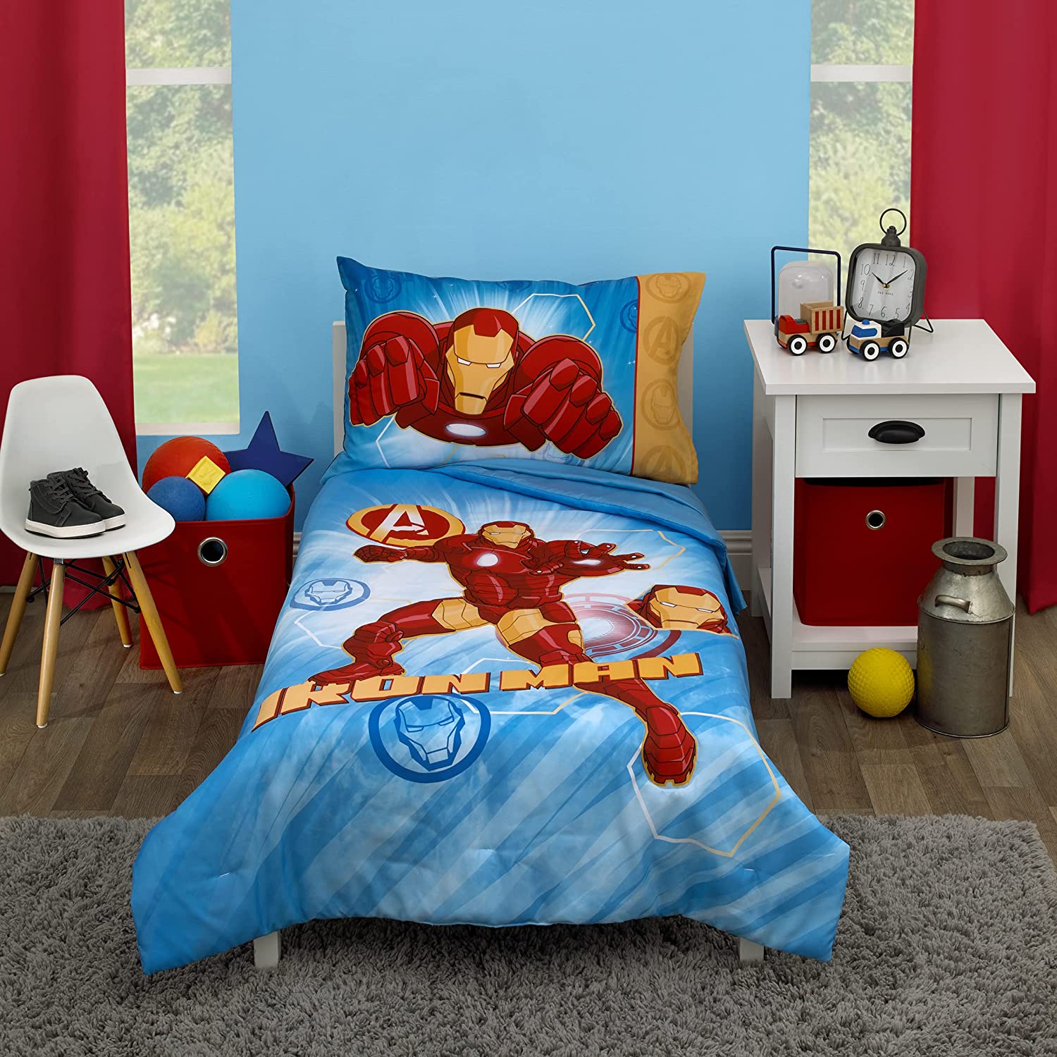 Marvel Avengers Iron Man Blue, Red, and Gold 4 Piece Toddler Bedding