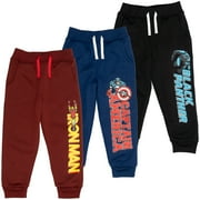 Marvel Avengers Iron Man Captain America Black Panther Little Boys Fleece 3 Pack Jogger Pants Toddler to Big Kid