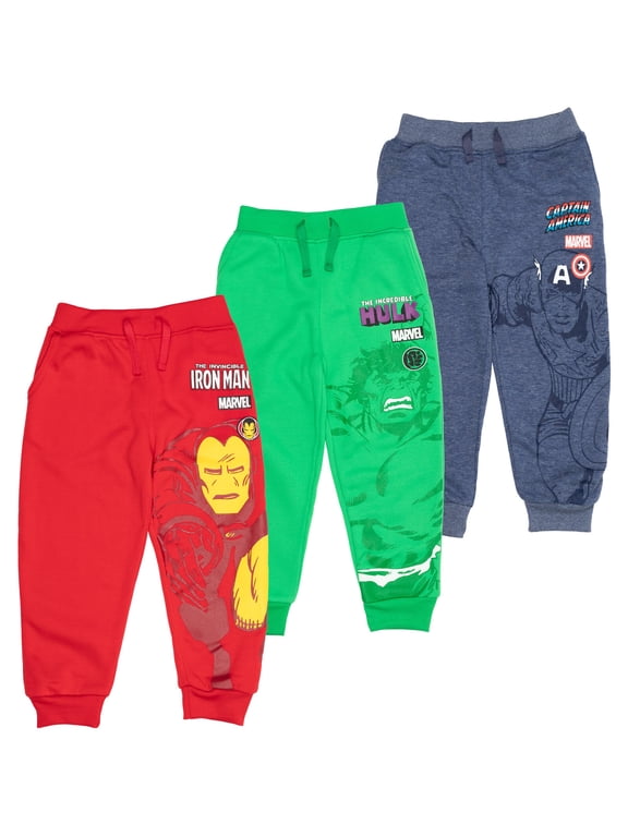 Avengers Iron Man Captain America Hulk Toddler Boys Fleece 3 Pack Pants