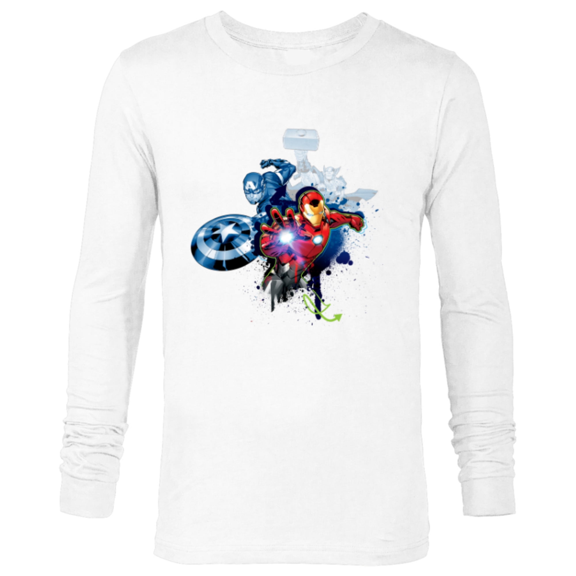 Marvel Avengers Iron Man Captain America Thor Color Pop - Long Sleeve T-Shirt for Men - Customized-White