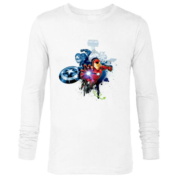 Marvel Avengers Iron Man Captain America Thor Color Pop - Long Sleeve T-Shirt for Men - Customized-White