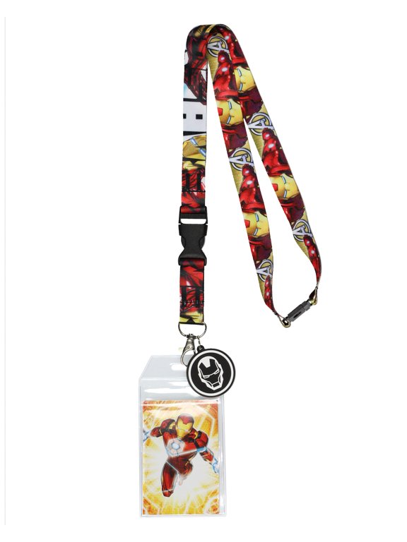 Avengers Iron Man Classic Breakaway Lanyard ID Badge Holder with 2" Rubber Charm