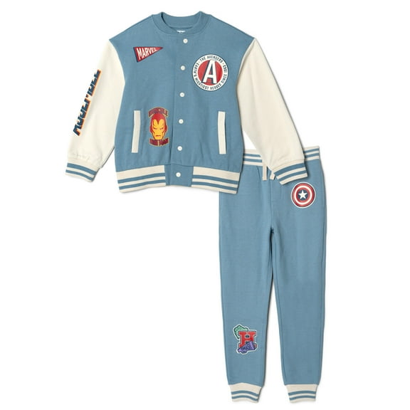 Marvel Avengers Iron Man Fleece Varsity Bomber Jacket and Jogger Pants Outfit Set Toddler to Big Kid