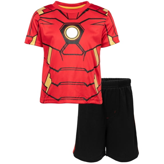 Marvel Avengers Iron Man Little Boys Mesh Athletic T-Shirt Shorts Outfit Set Toddler to Big Kid