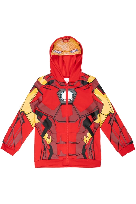 Avengers Iron Man Little Girls Fleece Zip Up Hoodie Little Kid to Big Kid