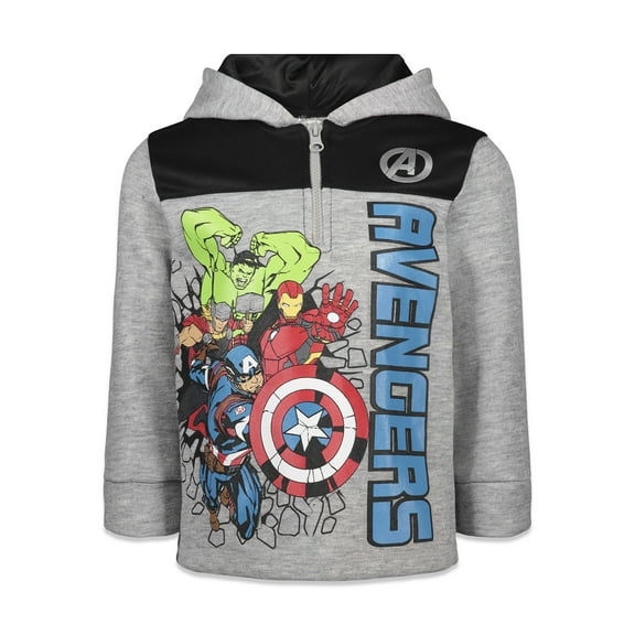 Marvel Avengers Iron Man Thor Captain America Little Boys Fleece Half Zip Hoodie Toddler to Big Kid