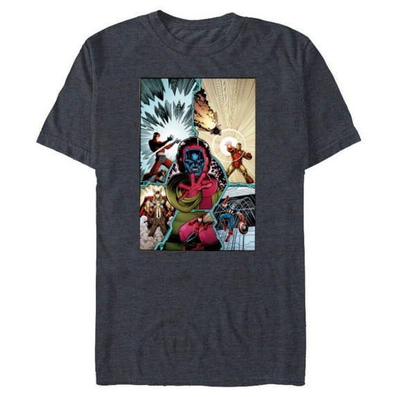Marvel Avengers Kang the Conqueror Classic Comic Cover - Short Sleeve Blended T-Shirt for Adults - Customized-Navy Heather