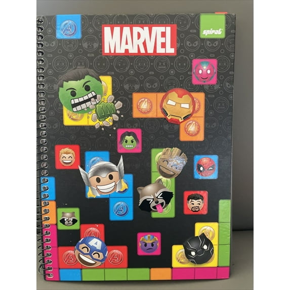Marvel Avengers Kawaii Hardcover Spiral Notebook W/ Folder & Stickers 80 Sheets