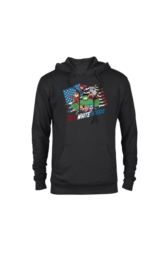 Avengers Kawaii Red White and Brave 4th of July - Pullover Hoodie for Adults - Customized-Black