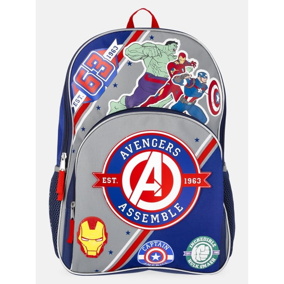Marvel Avengers Unisex 17" Varsity-Themed "Avengers Assemble" Backpack, Navy