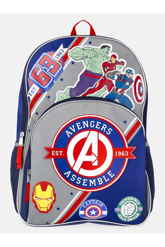 Avengers Unisex 17" Varsity-Themed "Avengers Assemble" Backpack, Navy