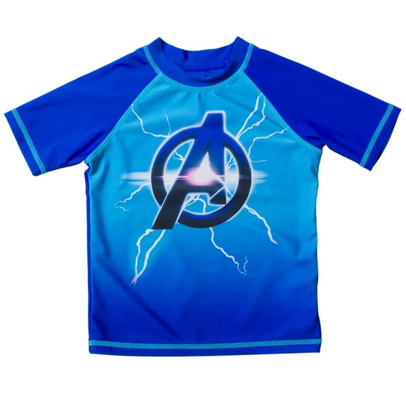 Marvel Avengers Little Boys Rash Guard Swim Shirt Toddler to Big Kid