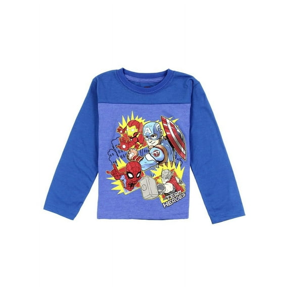 Marvel Avengers Little Boys' Toddler Long Sleeve Colorblock Tee, Blue (2T)