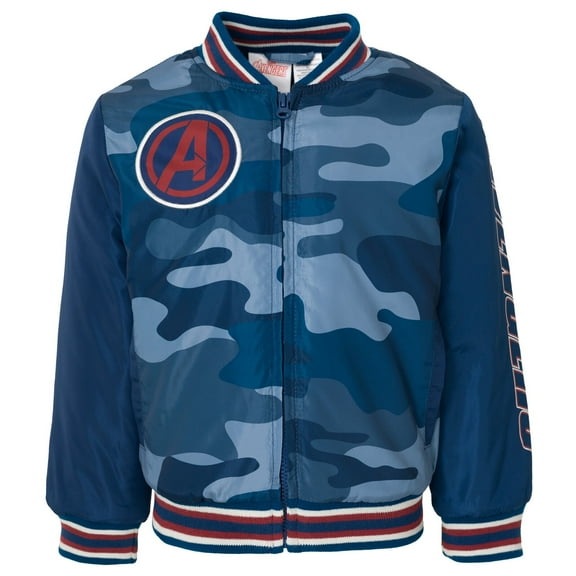 Marvel Avengers Little Boys Varsity Bomber Jacket Camo Blue 6