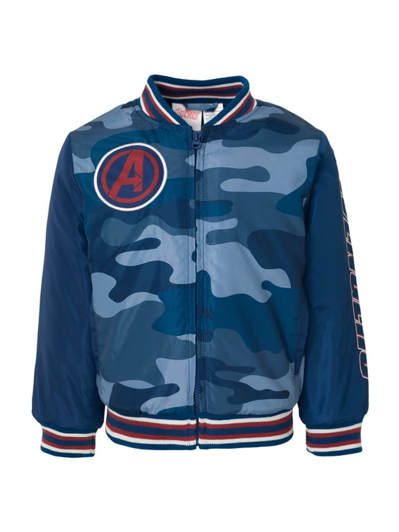 Avengers Little Boys Varsity Bomber Jacket Camo Blue 6