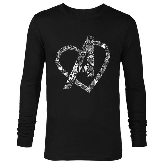 Marvel Avengers Logo Heart Valentine’s Day - Long Sleeve T-Shirt for Men – Customized-Black