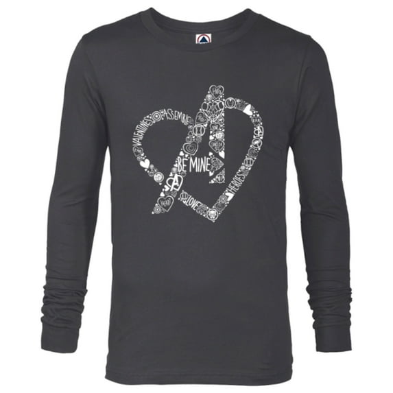 Marvel Avengers Logo Heart Valentine’s Day - Long Sleeve T-Shirt for Men – Customized-Charcoal Heather